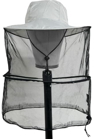 FUIPVGI Chapeau d'apiculteur,Casquette de Moustiquaire Gris,Chapeau de Soleil avec Filet, Séchage Rapide Large Bord Protection Solaire,Chapeau de Safari pour Homme Femme Jardinage Randonnée(Gris)