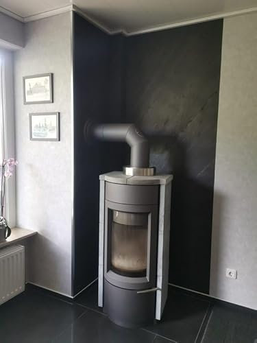 Wandverkleidung Schieferfurnier 244 x 122 cm Steinfliesen Universal Kaminrückwand Dusche Boden Echtstein Schieferplatten hitzebeständig langlebig Naturstein Fachhandel
