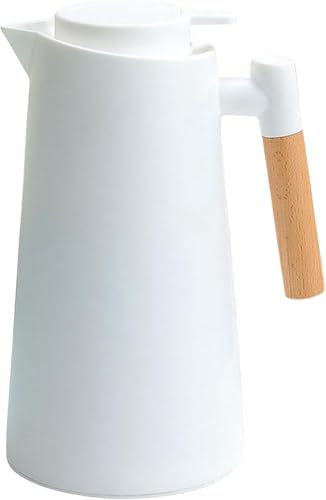 MantraRaj 1 Litre Thermal Coffee Carafe Jugs Vacuum Insulated Coffee Pot 24 Hour Heat Retention for Coffee Tea Insulated Jug with Temperature Display Well Sealed Coffee Pot Beverage Dispenser (White)