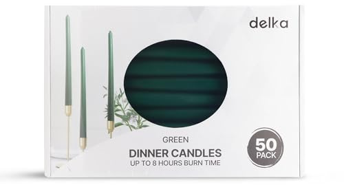 delka Dinner Candles, Tapered 8-Hour Burn Time Dinner Candles, Unscented, Non-drip & Smoke Free, Quality Wax