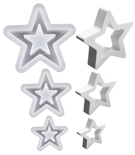 Silikonformen Gießformen Weihnachten, Sterne Silikonform Weihnachten, Silikon Gießform Kerzenform Weihnachten, Sterne Giessformen Silikon Gipsformen zum Gießen, DIY Weihnachten Handwerk (F)