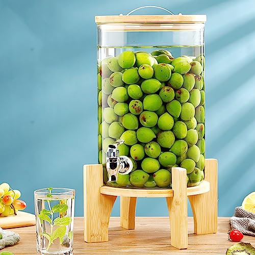 Generico Distributore di Bevande da 1,5 l/2,5 l/5 l/7,5 l/10 l in Barattolo di Vetro con Rubinetto, distributore di Acqua per Frigorifero - Coperchio e Supporto - Ideale per Feste e Ufficio