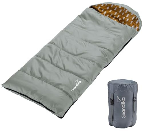Skandika Dundee Junior Kinderschlafsack | Outdoor Camping Schlafsack für Kinder, Flanell-Innenfutter aus Baumwolle, kuschelig weich, wasserabweisend, Komfortbereich bis 10° C, 175 x 70 cm