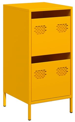 HEFZGDB Sideboard Senfgelb 35x39x73,5 cm Kaltgewalzter Stahl Vitrinenschrank Küche Buffetschrank Küche Apothekerschrank Küche Mehrzweckschrank für Café Küche Wohnstube Dessert Shop