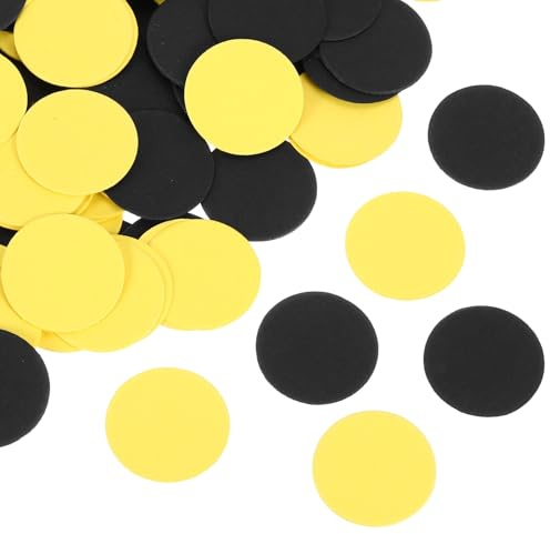 QUARKZMAN 200 Stück Runde Konfetti Geburtstag Glitzer Gelb, Schwarz | Konfetti Streudeko für Weihnachten Party Hochzeit Festival Jahre Geburtstag Dekorationen, DIY-Basteleien