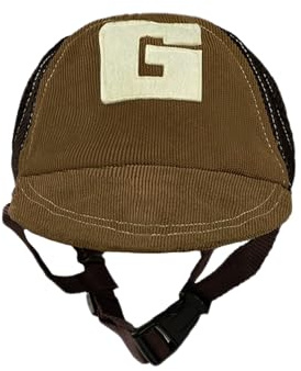 Baseballmütze für Hunde, Sonnenhut mit Ohrlöchern für Hunde, Sonnenhut mit Krempe, Atmungsaktiv Verstellbare Haustiermütze, UV-Schutz für Outdoor-Abenteuer (Blau/Braun)
