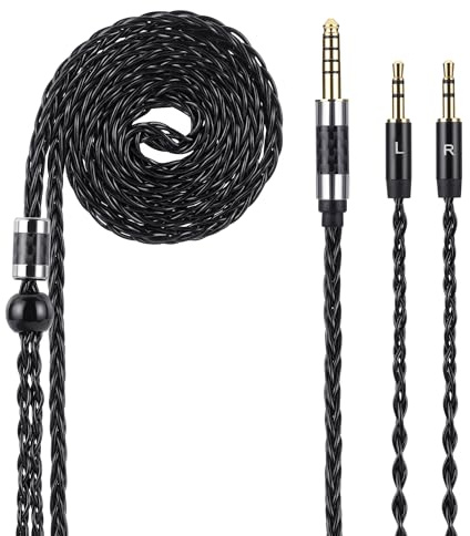Cavo di ricambio bilanciato da 4,4 mm a doppio 3,5 mm, cavo OCC a 8 fili con OCC argentato, compatibile con cuffie Sundara, Arya, Ananda e WM1A, NW-WM1Z, PHA-2A, Upgrade HiFi (1,3 m)