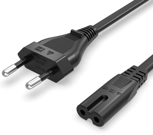 Superer 5M Netzkabel Stromkabel Passend für PS5 PS4 Xbox TV Fernseher | C7 Eurostecker Typ C auf IEC C7 Buchse, Euro 8 Kleingerätekabel für Drucker, Blu-Ray, Radio, Netzteile, Schwarz