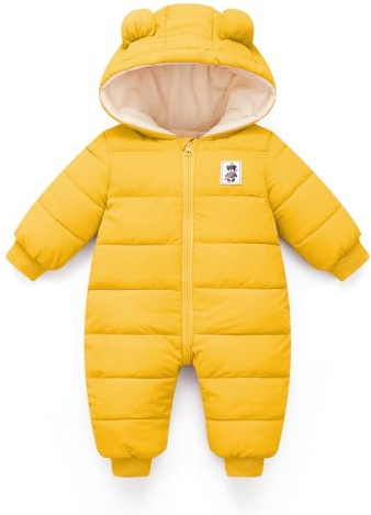 JiAmy Baby Winter Snowsuit,Girls and Boys Hooded Warm Romper,Infant Clothes Jumpsuit Newborn baby Winter Outfits for 3-6 Months
