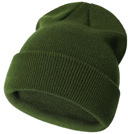 TUANMOZI Berretto invernale lavorato a maglia per ragazzi e ragazze, berretto comodo, classico, autunno inverno, berretto caldo invernale per bambini, dai 2 ai 10 anni, verde militare, 2-10 Jahre