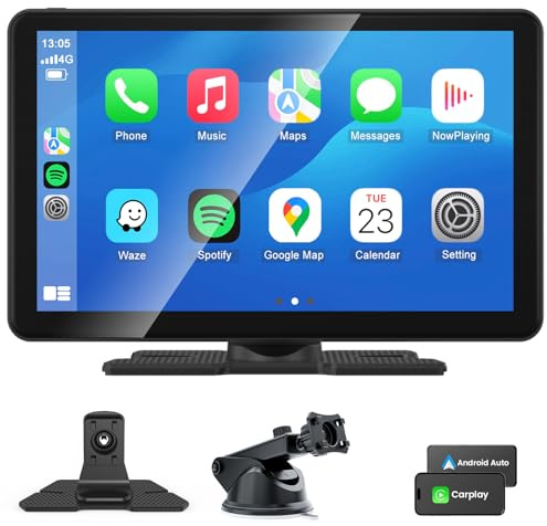 Wireless CarPlay Android Auto Screen, Car Stereo for CarPlay 9 1080P Touch Screen Portable Navigation Radio Vedio Player Bluetooth WiFi, Voice Control, Mirror Link