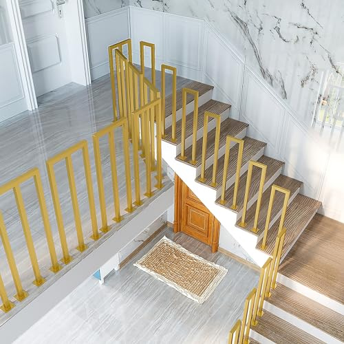 Moderna scala a forma di U il nero opaco quadrato ferro forgiato antiscivolo ringhiera per interni giardino loft 75 cm finitura oro soluzione di sicurezza scale elegante e sicura