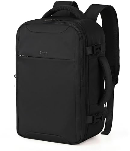 COOLIFE Ryanair Handgepäck 40x30x20, Rucksack Handgepäck Flugzeug Leicht | Handgepäck Rucksack 40x30x20 mit 15.6 Zoll Laptopfach für Kurztrips, Geschäftsreisen und Campus, Herren/Damen (Schwarz)
