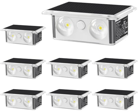 TECKNET Solarlampen für Außen, Außenwandleuchten Wetterfest, Up and Down, IP66 Wasserdicht, 3 Farbmodi Solar Lampe Outdoor für Gärten Terrassen Balkone Veranden Zäune, 8 Stück
