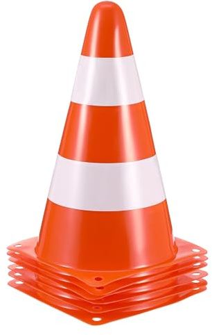 GALPADA 6 Pezzi Coni Segnaletici Stradali Arancioni in PE con Elementi Riflettenti per Sicurezza Traffico e Parcheggio