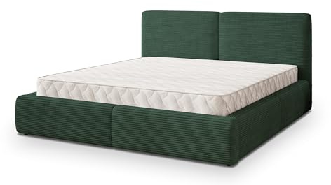 Masseno Polsterbett FELURO P 180x200 cm, Doppelbett, Bettkasten, Stauraum, Lattenrost Und Kopfteil - Grün, POSO 14
