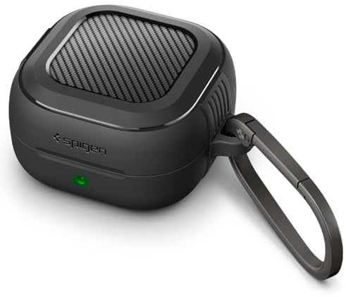 Spigen for Samsung Galaxy Buds 4 Pro Case/Galaxy Buds 4 Case (2026), Rugged Armor Drop-Protection Cover with Carabiner - Matte Black