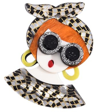 BESTOMZ Spilla da Donna a Forma di Ragazza Realizzata in Lastra Acrilica Resistente, Accessorio per Cappelli e Camicie, per Uso Quotidiano e Occasioni Speciali Colore Casuale