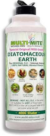 Multi-Mite® 400G SHAKER Feed Grade Diatomaceous Earth DE Powder for Dogs Cats Poultry Animal Bedding & Housing Pet Areas, Stables, Gardens. 100% Natural Highly Absorbent & Desiccating DEFRA Registered