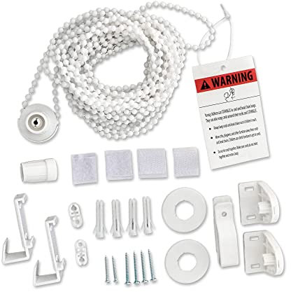 Victoria M. Ersatzteil-Set für Klemmfix Rollos ohne Bohren Komplettset Zubehör inkl. Zugkette kürzbar, 600 cm, Weiß