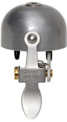 Crane Bike Bell E-Ne Fahrradklingel, hergestellt in Japan, für Rennräder oder Mountainbikes, passend für alle Lenkergrößen & -typen (Scotch Brite Legierung)