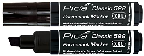 Pica 528/46 Marker/Permanentmarker XXL Classic Farbe: schwarz | 4-12 mm für gut sichtbare Markierungen | permanent-Tinte auf Alkoholbasis | wasser- & wischfest bereits nach ca. 5 Sek.