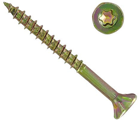 200 Stück Torx-Spanplattenschrauben 5,0 x 80 mm – gelb verzinkt – Teilgewinde/Torx/Universal-Schrauben