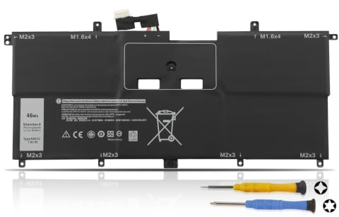 K KYUER NNF1C HMPFH Laptop Batterie pour Dell XPS 13 9365 2-in-1 (2017) | Type Model P71G P71G001 13-9365-D1605TS D1805TS NP0V3 0NNF1C 0HMPFH 451-BBXR 46Wh 5940mAh 7.6V Replacement Notebook Battery