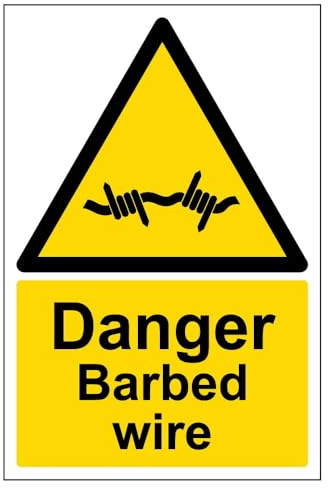 V Safety 63008AU-R2 Danger Barbed Wire Sign - Portrait - 200mm x 300mm - 2mm Rigid Plastic