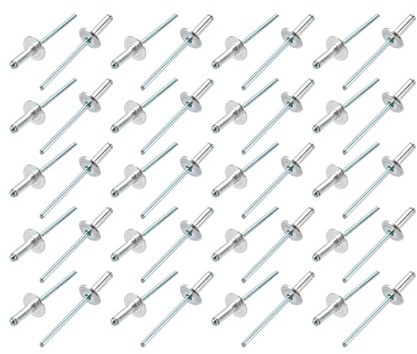 sourcing map 40 Stück Blindnieten Aluminium 4mm x 13mm mit offenem Ende und großem Flansch