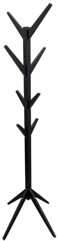 HOME DECO FACTORY Portemanteau Arbre en Bambou 8 Patères 178 cm Noir | MDF, portemanteau arbre, 8 patères, hauteur 178 cm, entrée ou chambre, design contemporain, noir