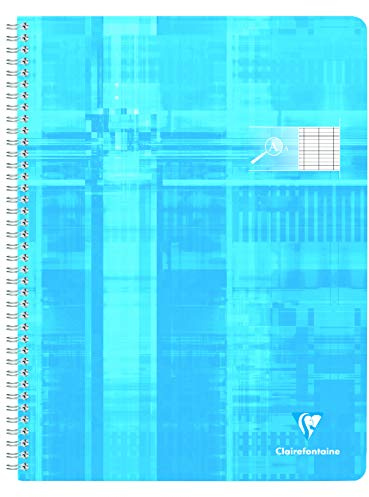 Clairefontaine 68396C - Packung mit 10 Notizheften DIN A4+ 24x32cm, Spiralbindung, 50 Blatt ideal für Sehbehinderte, schwarze Lineatur 2,5mm 10x10, französische Lineatur, 90g, farbig sortiert, 1 Pack