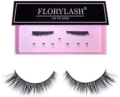 FLORYLASH® | Cat Eye Look - Magnetische Wimpern 3 Magnete Natürlich Magnetic Fake Lashes ohne Eyeliner 3D Volumen Set Wiederverwendbar (Größe M, 28 mm breit)