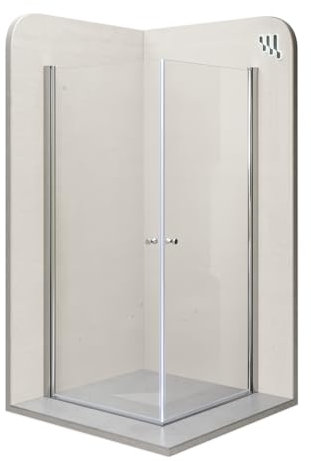 i-flair Cabina de ducha de 90 x 100 cm, altura: 190 cm, ducha esquinera con puertas batientes de cristal templado #861