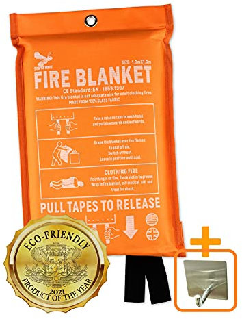 Supa Ant Emergency Fire Blanket for Home and Kitchen - 1 Pack 1500F High Visibility (Glow in The Dark) Smother Kitchen Fire Blanket - CE Certified Hero Fire Blankets Emergency for Home (40in)