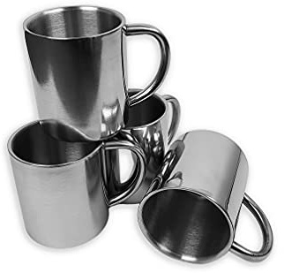 Gravidus Camping Tasse Teebecher Kaffeebecher Trinkbecher Thermobecher Edelstahl Becher, Doppelwandige Isolierbecher 4er Set - Füllmenge pro Becher ca. 200 ml