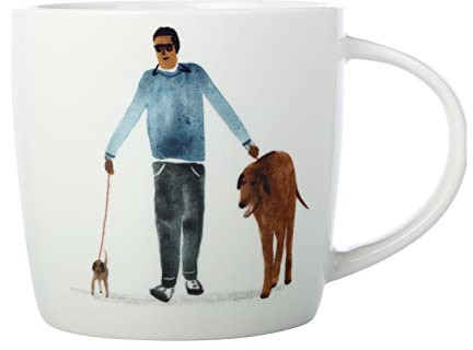 Maxwell & Williams DX1069 - Taza de café (400 ml, porcelana, diseño de perro y hombre