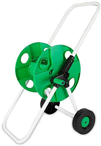 50 m 1/2 Chariot de tuyau darrosage, chariot à poignée en métal rétractable pour plantation deau extérieure, support de chariot denrouleur de tuyau darrosage pour cour, pelouse, terrasse de ferme