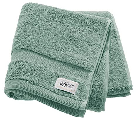 SCHÖNER WOHNEN Asciugamano Viso 50x100 - Verde - altamente assorbente - 100% cotone - Piccolo Telo de Doccia per Ospiti e Mani - bambino in spugna - Oeko-Tex - 500g/m2 - Hotel e B&B