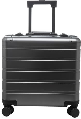 Alumaxx 45194 Businesstrolley Gravity, Alu Rollkoffer 44x42x22,5 cm, grau | Reisekoffer aus grauem Aluminium, Trolley mit Overnight Fach, Fächermappe, TSA Schloss & 4 doppelten 360° Leichtlaufrollen