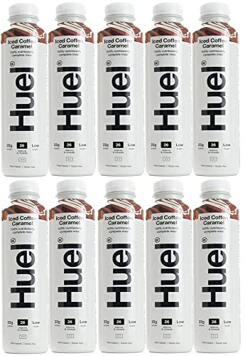 10 x 500 ml Café glacé végétalien Caramel Fruit Boisson Naturel Smoothie Repas Vitamines Minéraux Faible teneur en sucre Jus de protéines