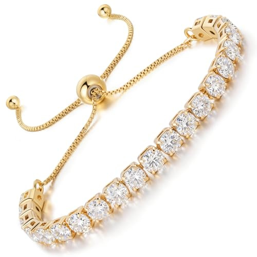LOVANS Tennisarmband Damen mit 4/5/6 mm Zirkonia Kristall, 18K Vergoldet/Roségold/Silber Armband passt zu Handgelenken von 8-22 cm - Geschenk für Frauen, Mädchen & Mama