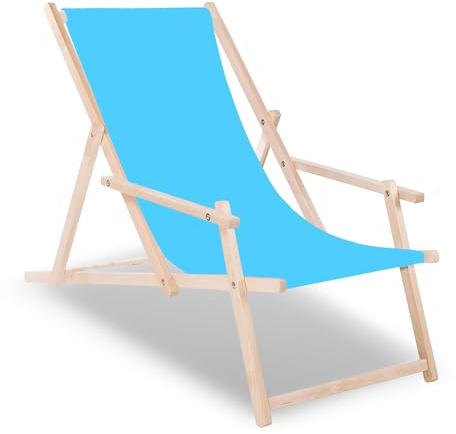 SPRINGOS Liegestuhl aus Buchenholz Sonnenliege Gartenliege mit Armlehnen Strandliege