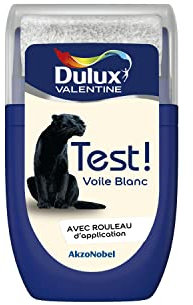 Dulux Valentine Peinture Testeur Crème de Couleur - Murs et Boiseries - Mat - Couleur Voile Blanc 30 ml