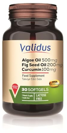VALIDUS Olio di alghe + olio di semi di fico + Curcumina 30 Softgel