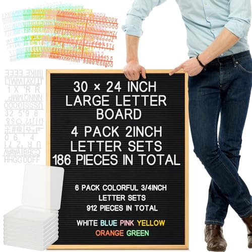 Großes Filz Brieftafel Schild 61 x 76,2 cm, veränderbares Briefbrett mit Buchstaben und Boxen, Filztafel große Nachrichtentafel für Baby-Ankündigungen, Restaurant-Menüs, Büro, Heimdekoration