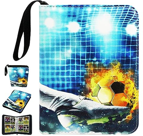 Karten Sammelalbum Fußball Karten Album， 400 Taschen Album für Sammelkarten,Trainer Sammelkartenalben Album，4 Taschen 50 Seiten. (Fußball-S)