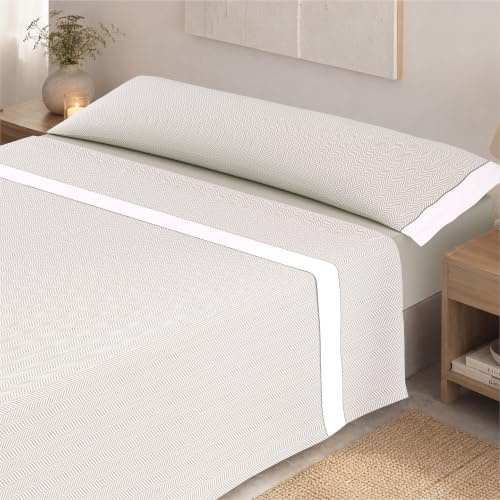 Victorio & Lucchino Juego de Sábanas Estampadas de Verano 100% Algodón Percal (Cama 135cm (1 Almohada), Analia - Beige)