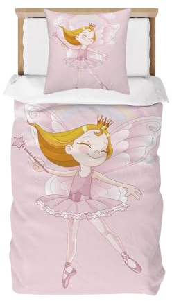 DJDEA Bettwäsche 135x200 Kinder Mädchen, Mikrofaser Kinderbettwäsche 135x200 Rosa, Bettwäsche Mädchen mit Kopfkissenbezug 80 x 80 cm