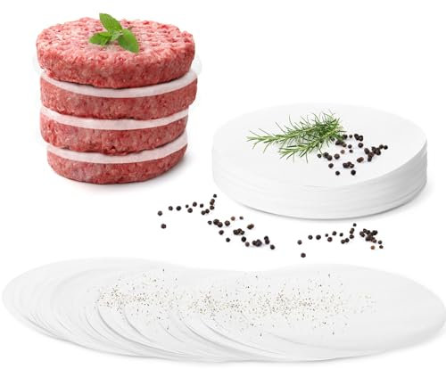 GWHOLE Papier Steak Haché Rond 500Pcs Papiers Antiadhésifs pour Moule Steak Haché Presse Steak Haché Presse Hamburger Appareil Steak Haché - 13 cm de Diamètre